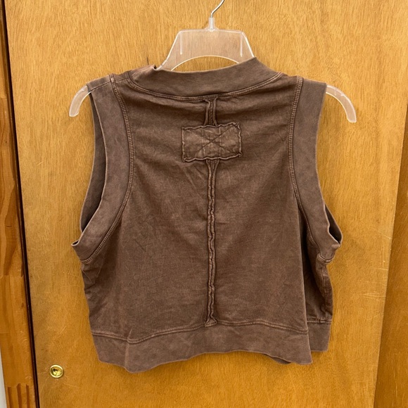 New Rae Mode Cropped Cotton Mineral Washed Sleeveless Top in Brown in Sz Large - Picture 4 of 6